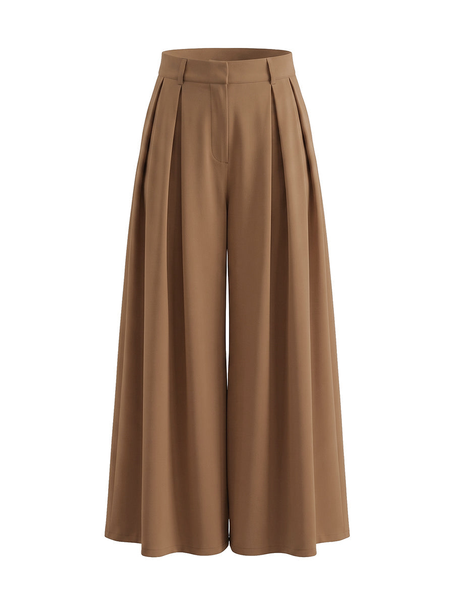 Wide-Leg Pleated Pants