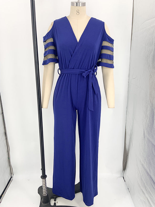 High-Waist V-Neck Cut-Out Relaxed Jumpsuit