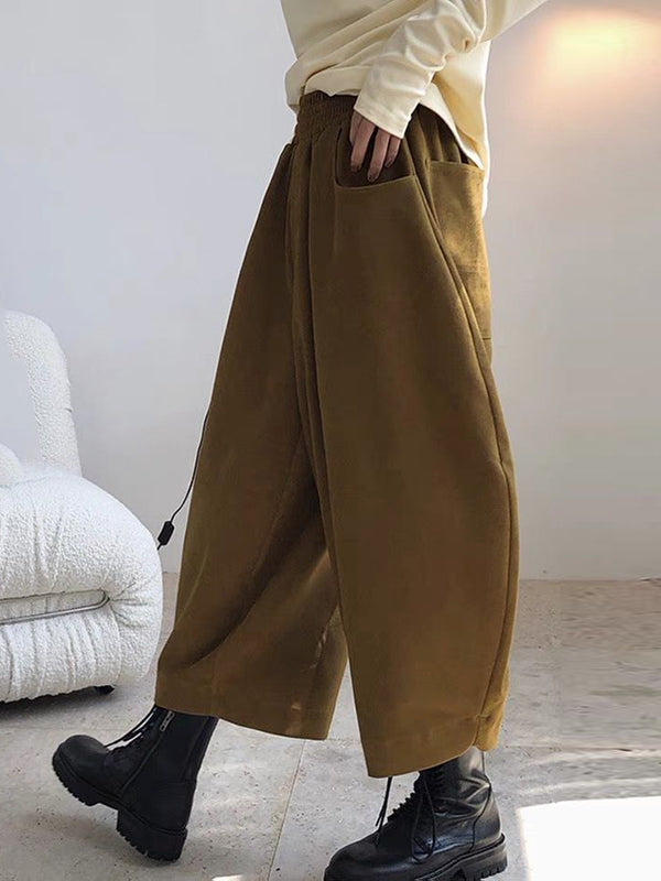 Wide-Leg Harem Elastic Pants