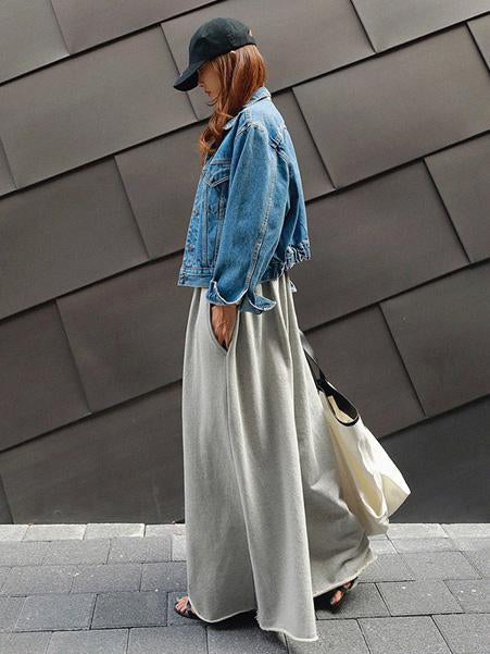 Wide-Leg Elastic Relaxed Pants