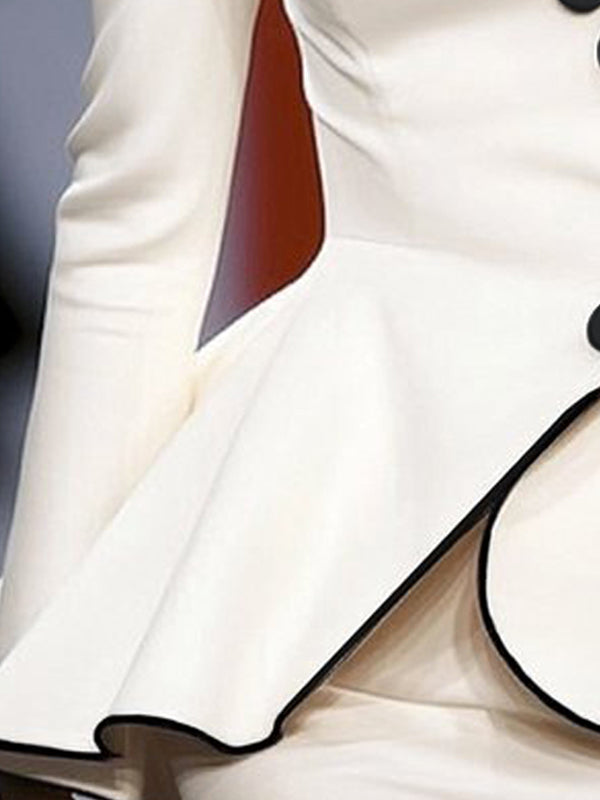 V-Neck Button-Detail Long-Sleeve Jacket
