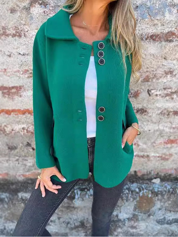 Button-Detail Long-Sleeve Relaxed Jacket