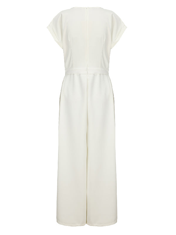 Wide-Leg Cap-Sleeve Jumpsuit