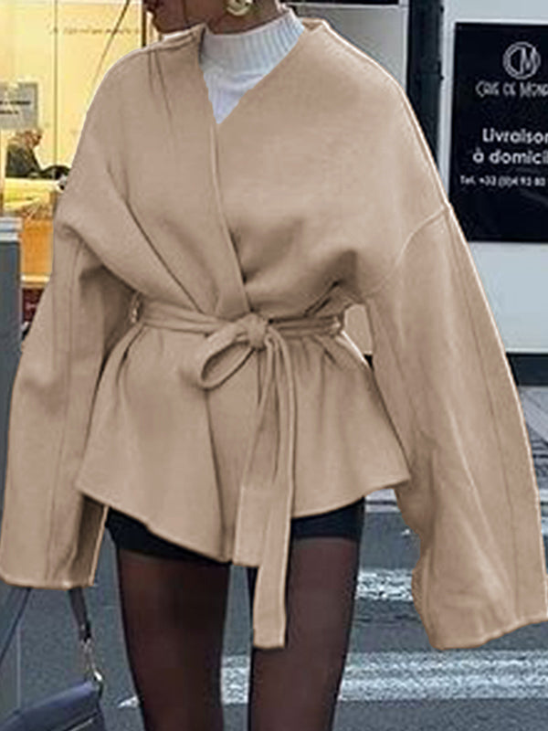 V-Neck Long-Sleeve Relaxed Jacket