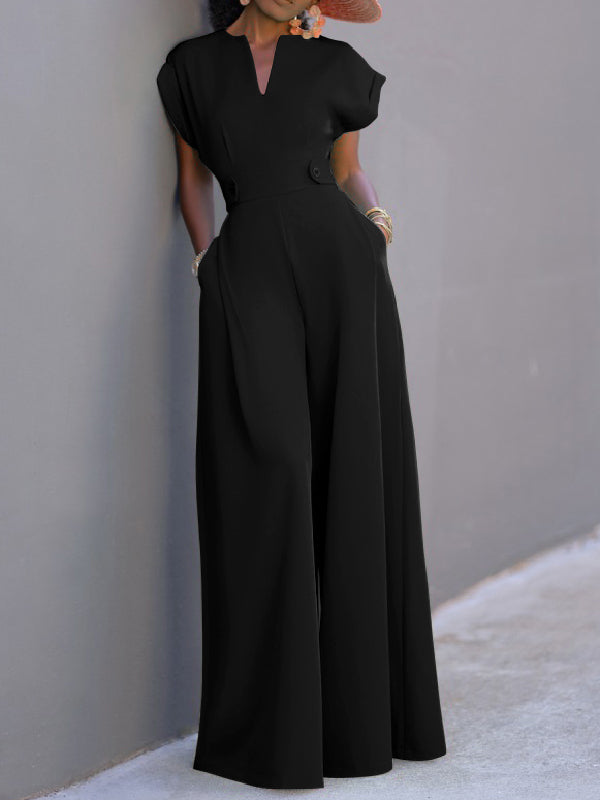 Wide-Leg Cap-Sleeve Jumpsuit