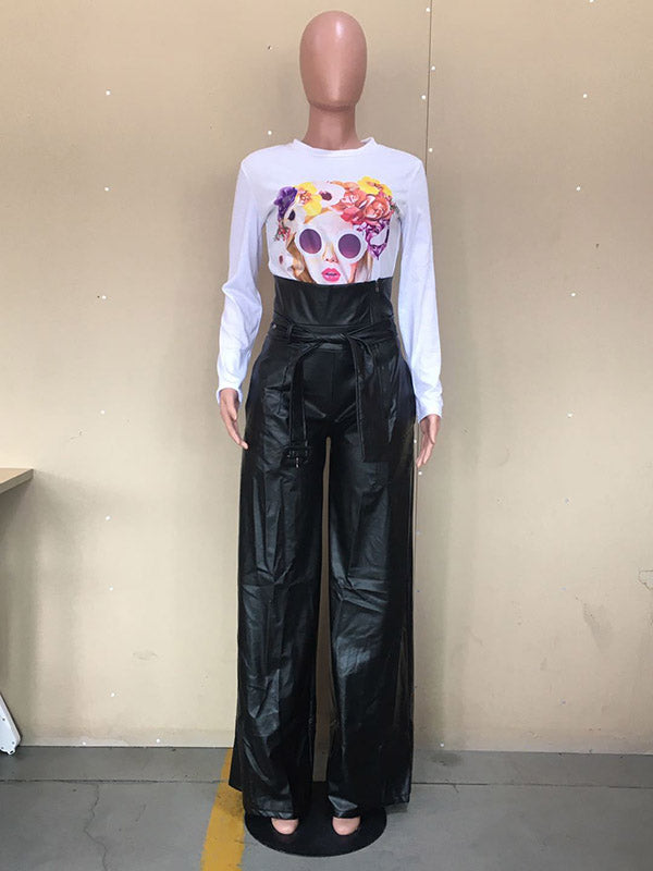 Wide-Leg High-Waist Zip Belted Belt