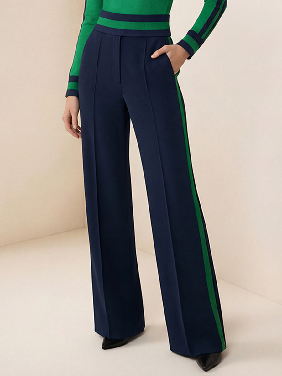 Striped Wide-Leg Pocket Relaxed Pants
