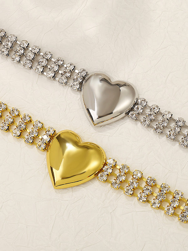 Rhinestone Heart Waist Chain