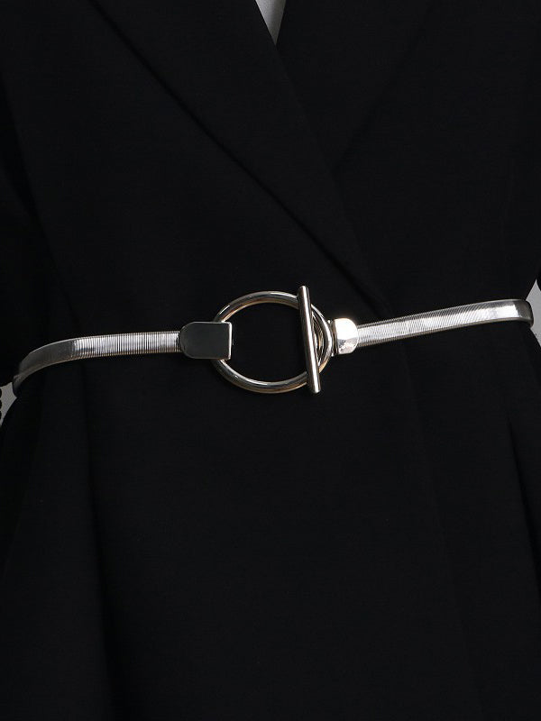Pleated Buckle Geometric Belt