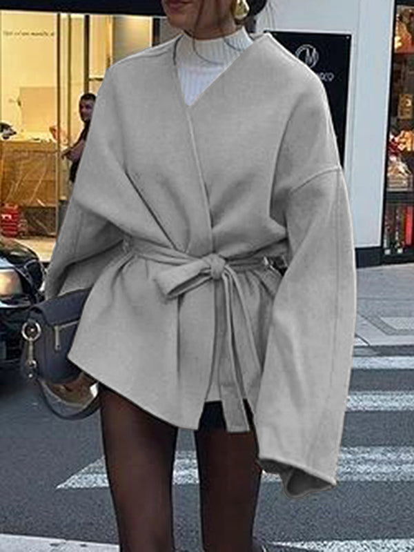 V-Neck Long-Sleeve Relaxed Jacket