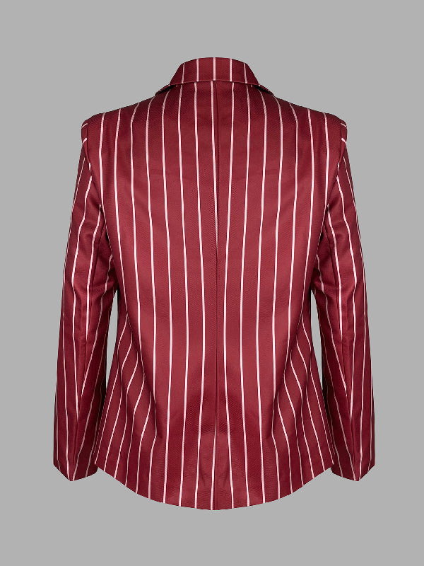 Striped Notch-Collar Long-Sleeve Relaxed Blazer