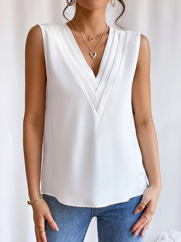 V-Neck Sleeveless Relaxed Vest