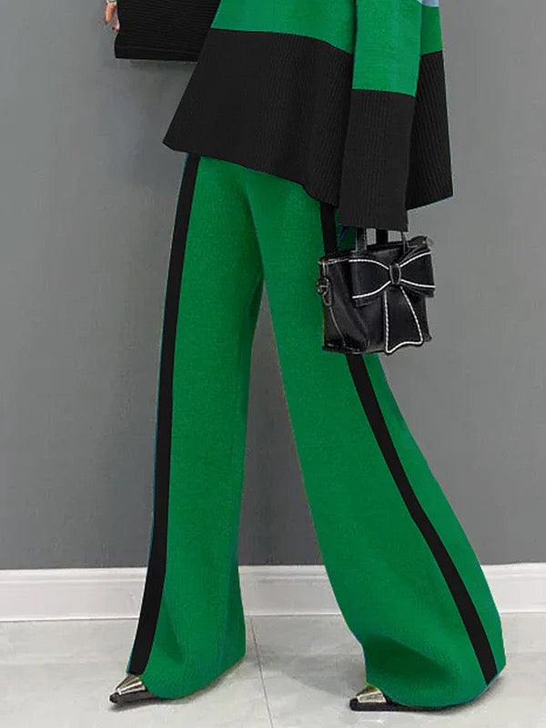 High-Waist Relaxed Contrast Pants