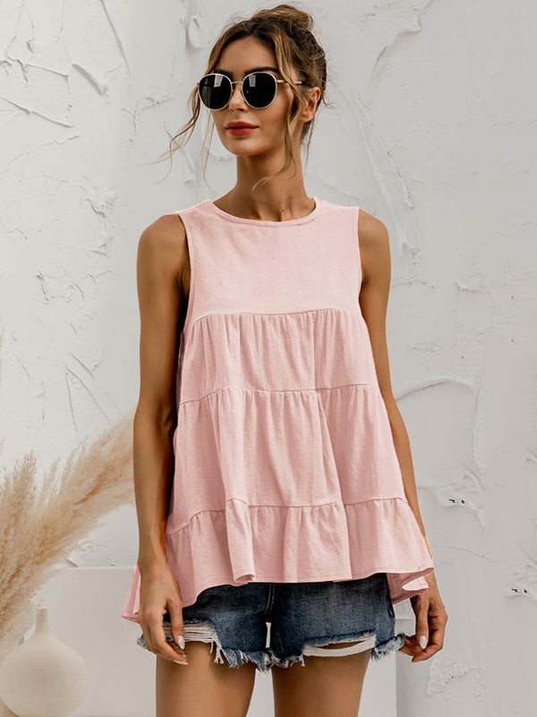 Round-Neck Sleeveless Relaxed Vest