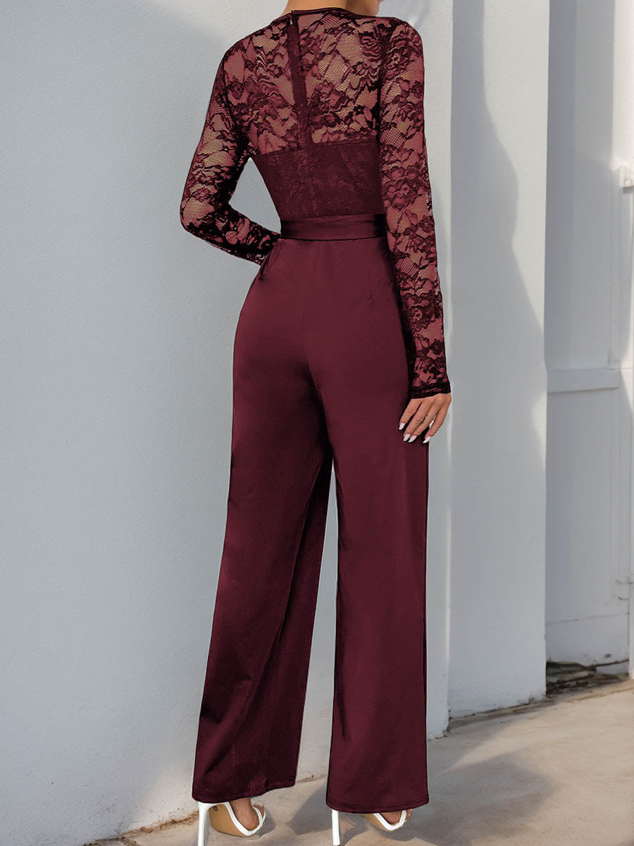 High-Waist Round-Neck Jumpsuit