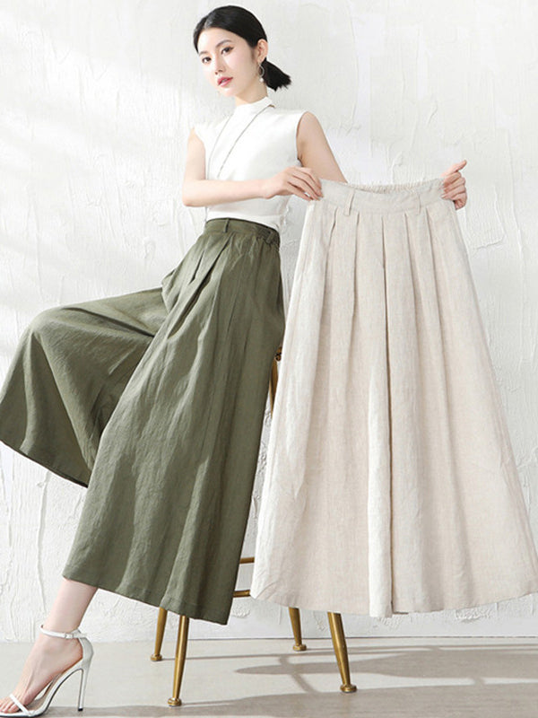 Cotton Wide-Leg Relaxed Pants