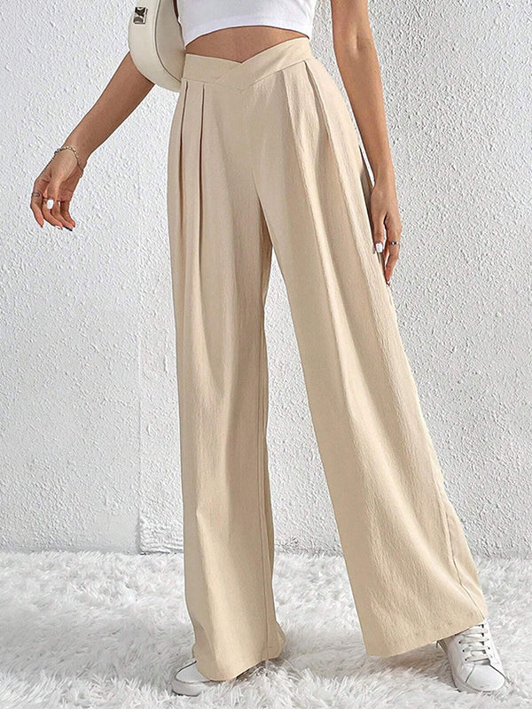 Wide-Leg Pleated Relaxed Pants