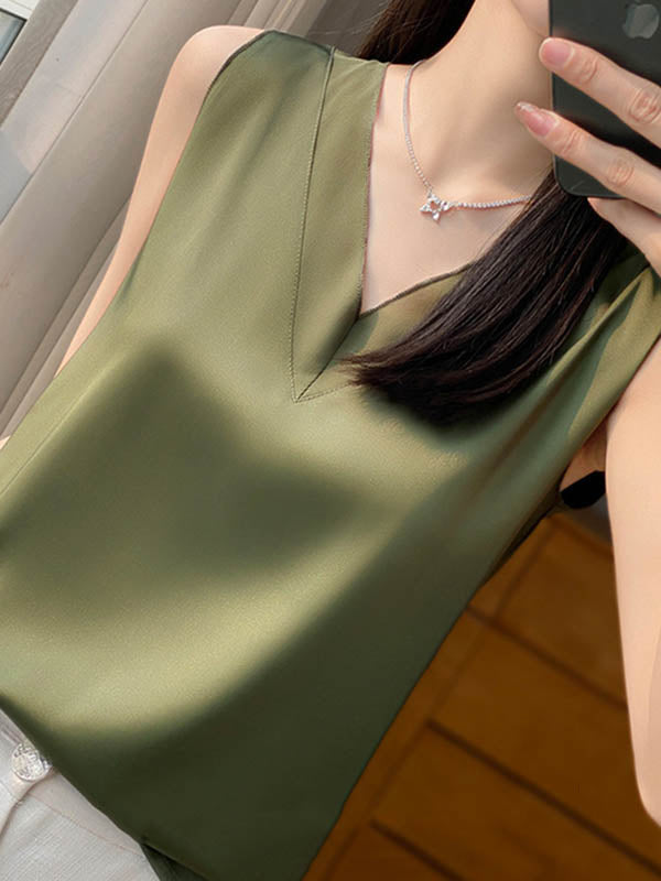 V-Neck Sleeveless Relaxed Vest