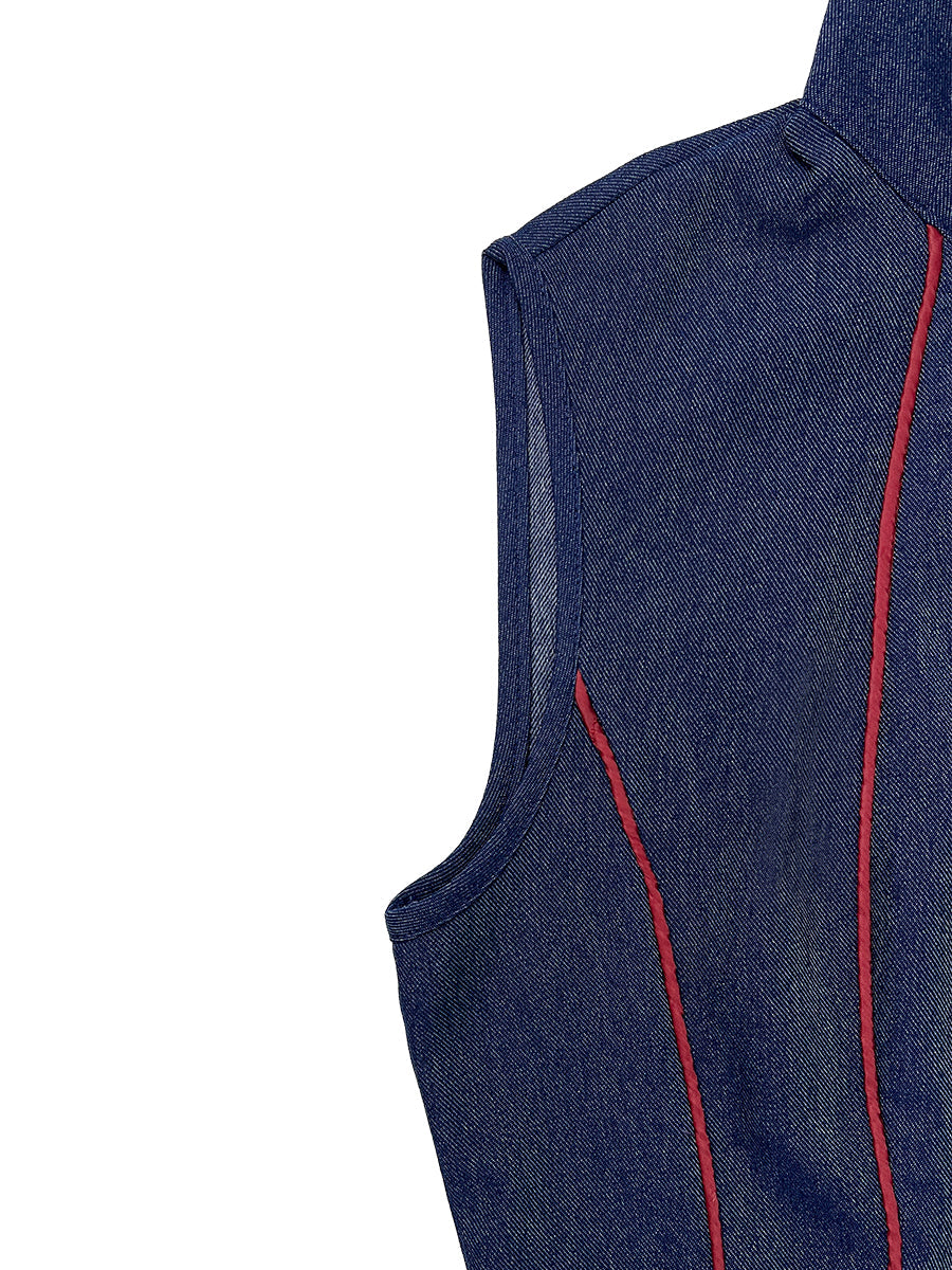 High-Waist Stand-Collar Zip Pocket Jumpsuit