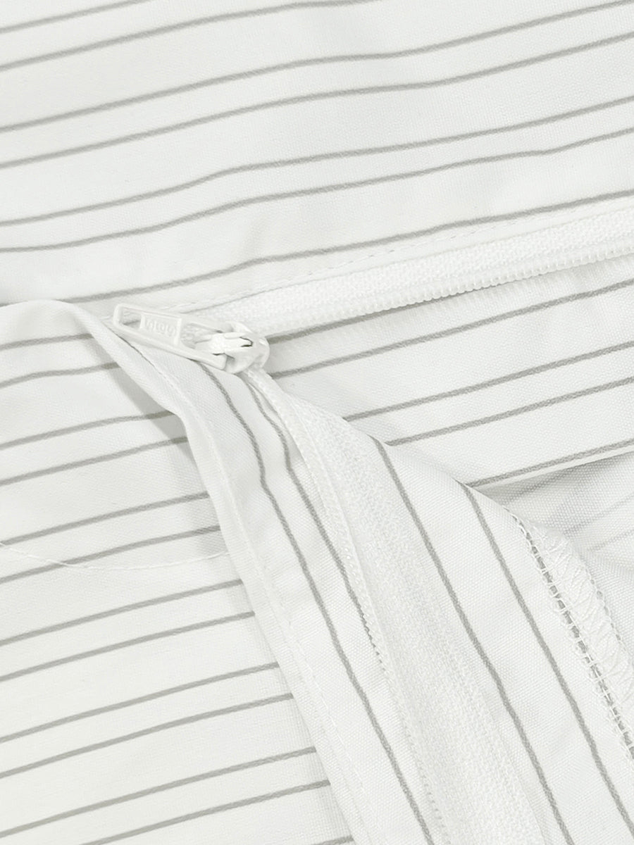 Striped High-Waist Button-Detail Pocket Pants