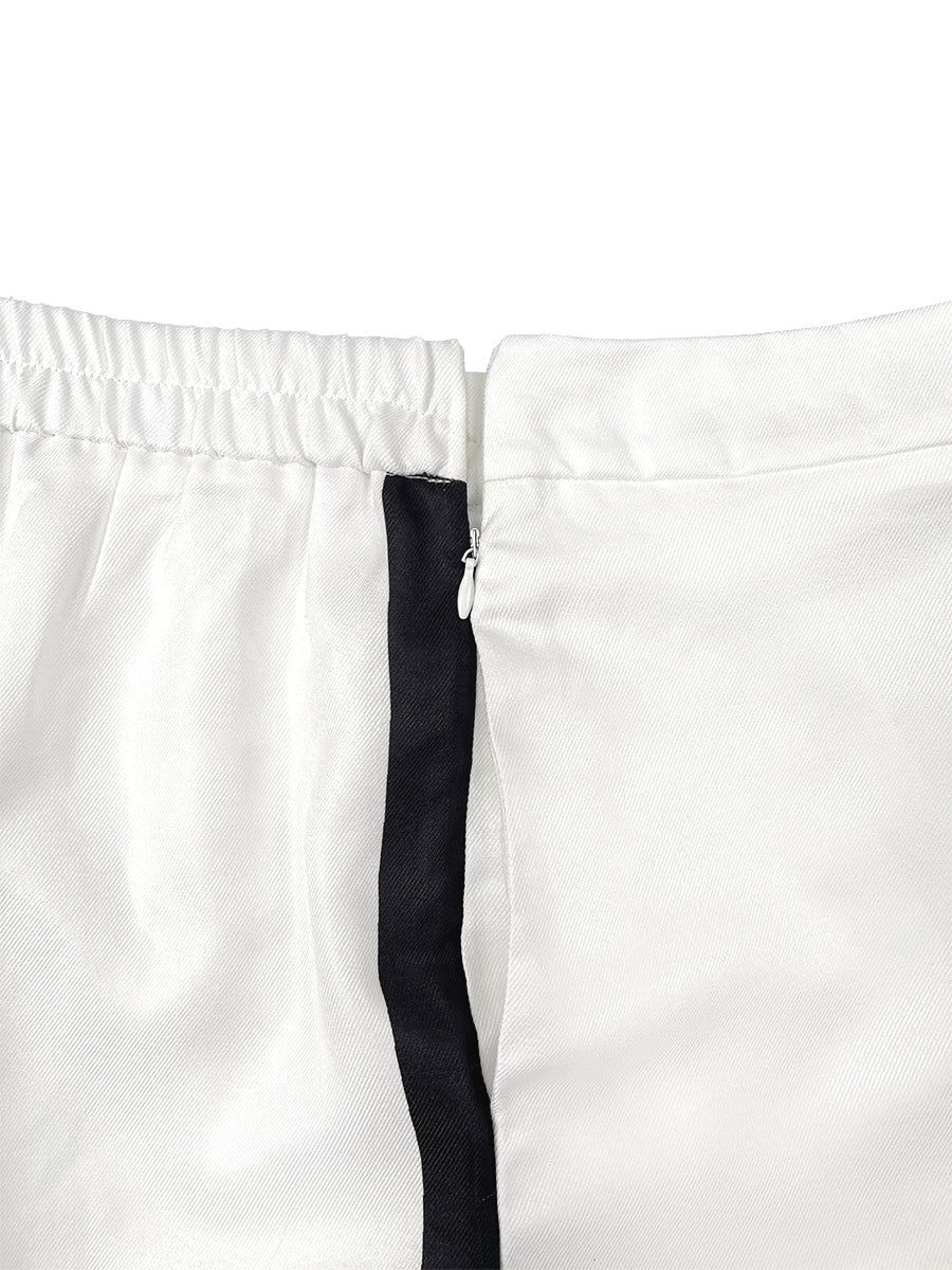 Wide-Leg High-Waist Pocket Contrast Pants