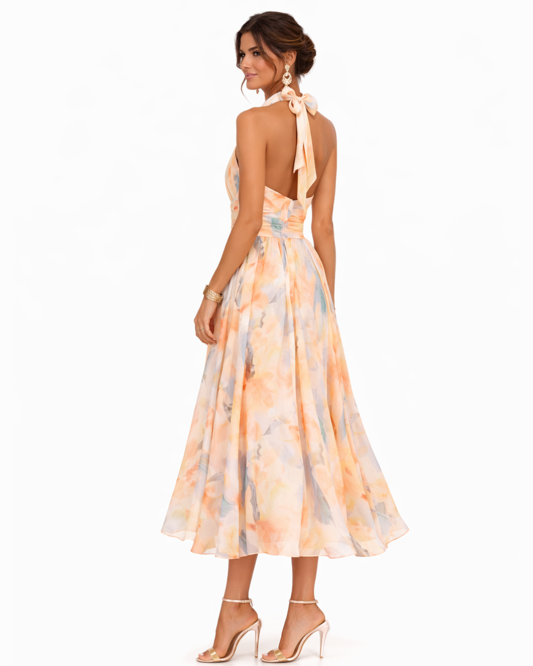 Luciana | Watercolor Halter Maxi Dress