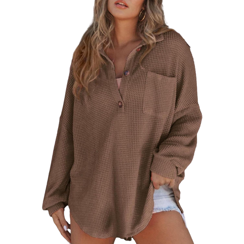 Nova | Lightweight Button V Neck Tunic Blouse