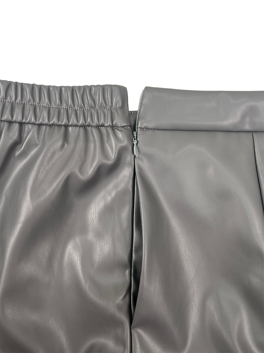 Wide-Leg High-Waist Pleated Zip Pants