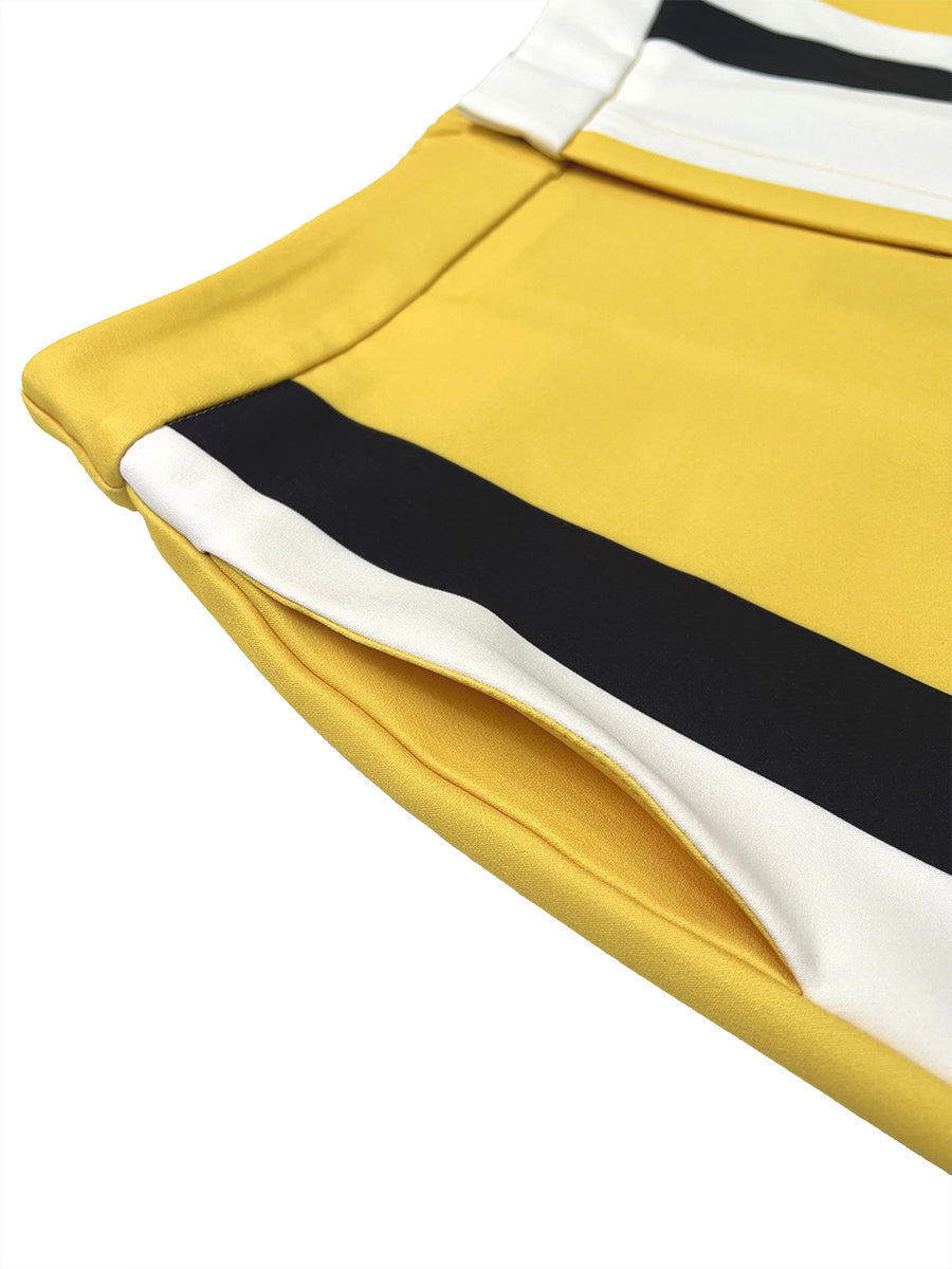 Striped High-Waist Pocket Contrast Pants