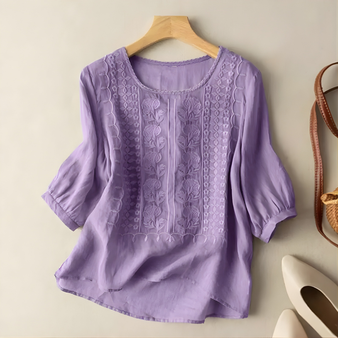 Violet | Embroidered Boho Blouse