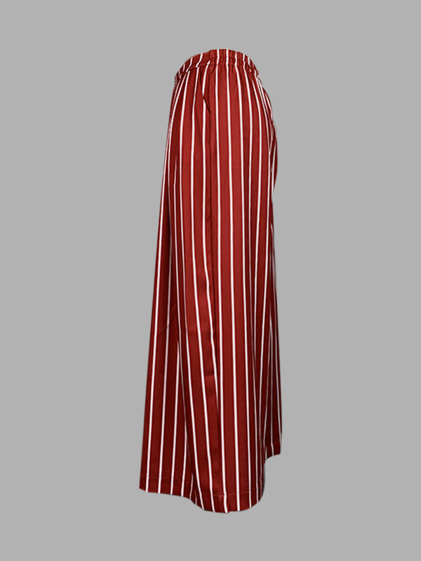 Striped Wide-Leg Relaxed Pants