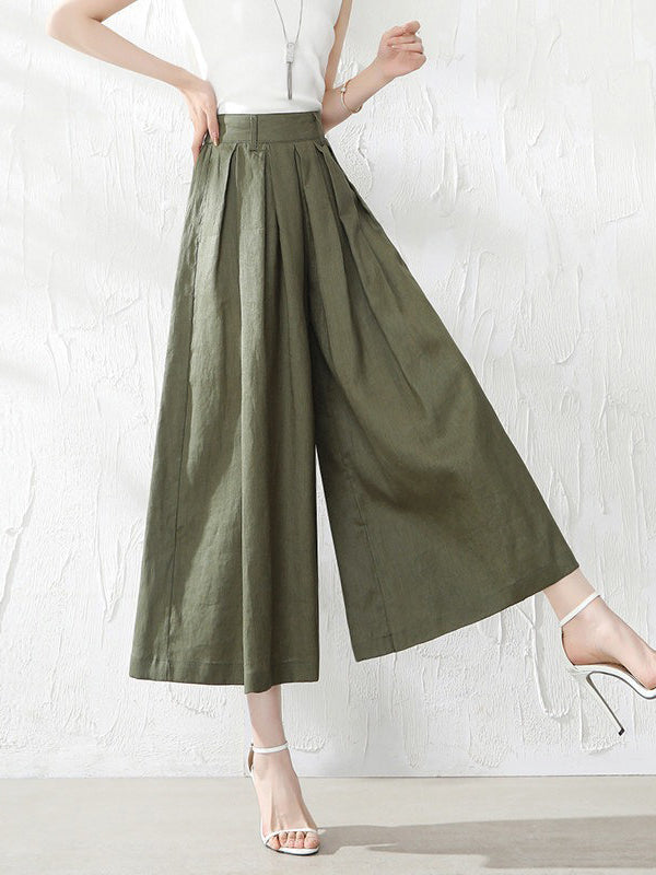 Cotton Wide-Leg Relaxed Pants
