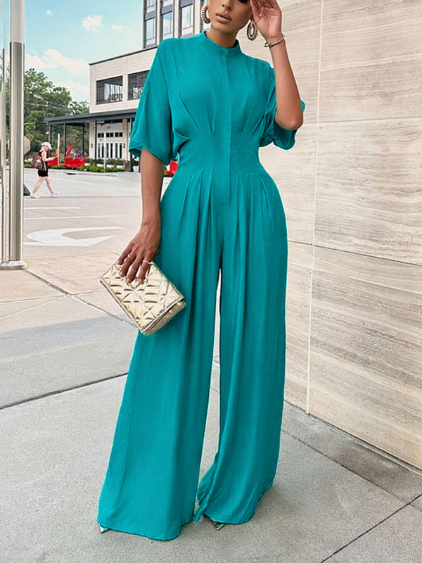 High-Waist Pleated Jumpsuit