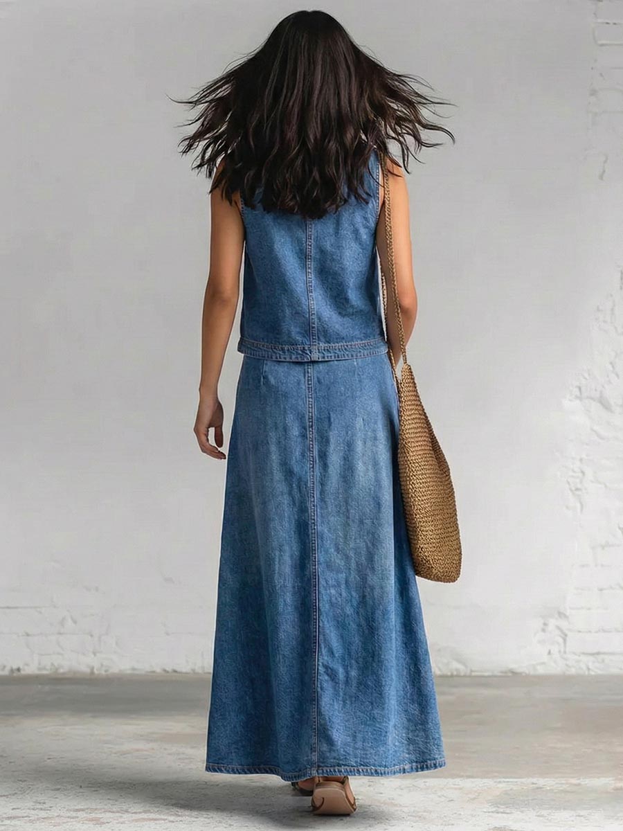 V-Neck Sleeveless Relaxed Vest