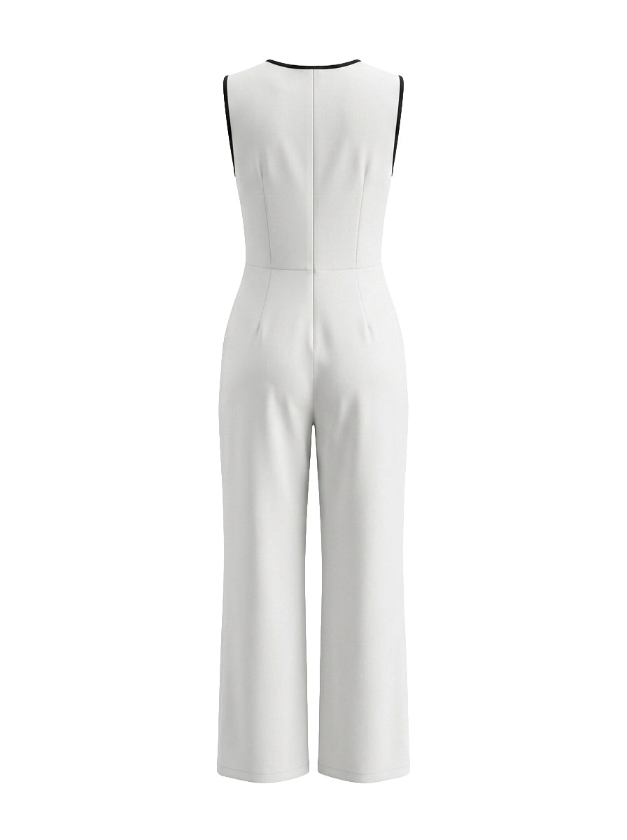 V-Neck Zip Pocket Sleeveless Jumpsuit