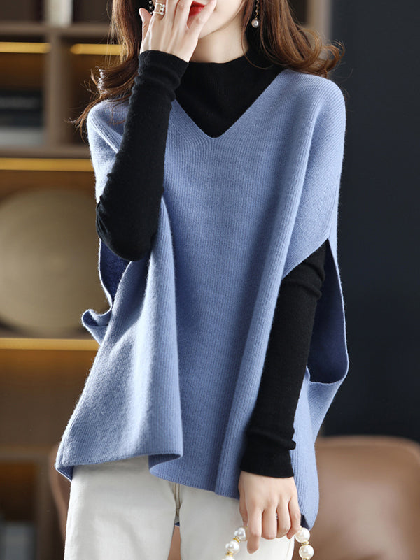 V-Neck Sleeveless Relaxed Vest