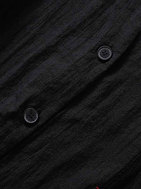 V-Neck Button-Detail Sleeveless Relaxed Vest
