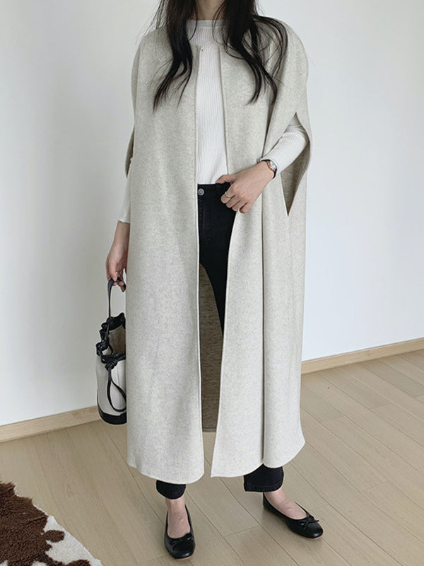 Round-Neck Sleeveless Relaxed Jacket
