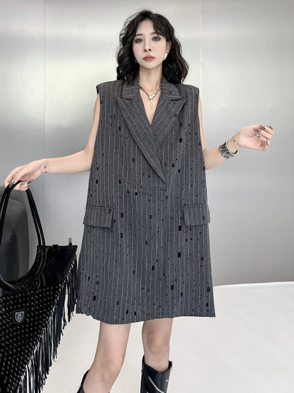 Striped Sleeveless Relaxed Vest