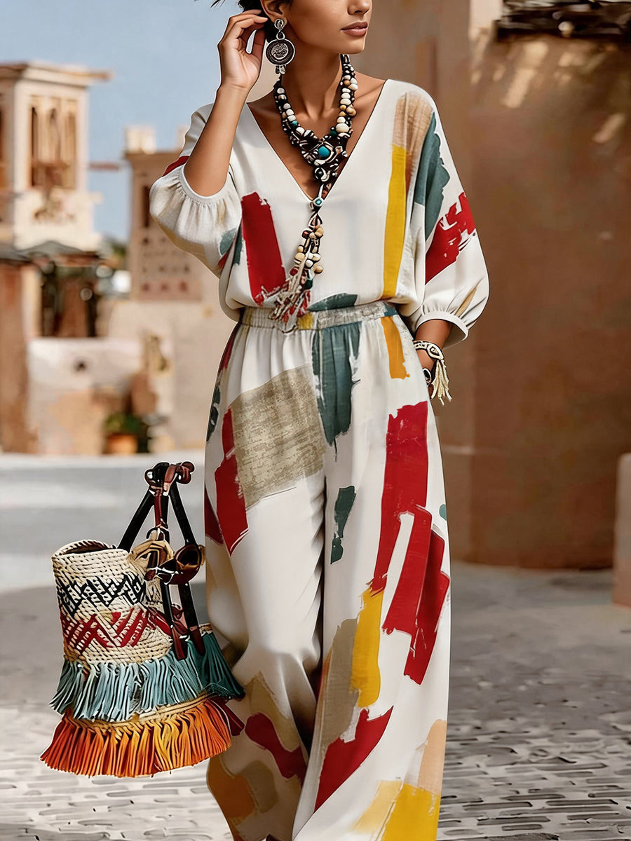 Wide-Leg High-Waist Pleated Pocket Pants