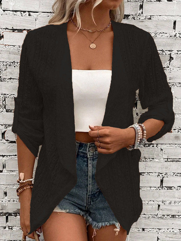Button-Detail Long-Sleeve Cut-Out Relaxed Jacket