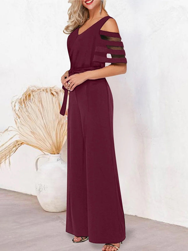 High-Waist V-Neck Cut-Out Relaxed Jumpsuit