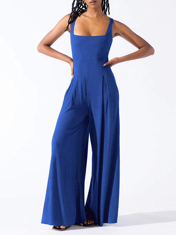 Pleated Sleeveless Relaxed Jumpsuit