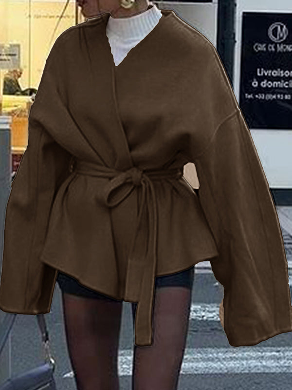 V-Neck Long-Sleeve Relaxed Jacket