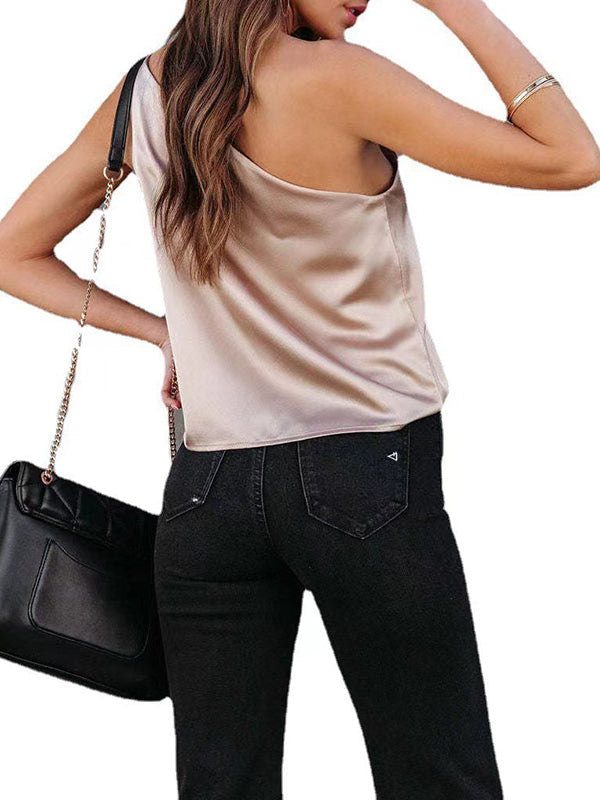 One-Shoulder Asymmetric Sleeveless Relaxed Vest