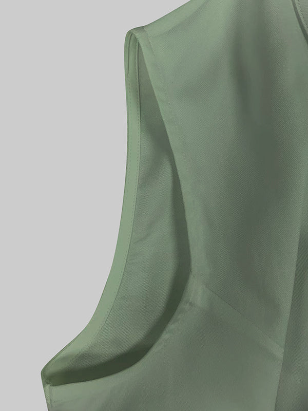 High-Waist V-Neck Zip Pocket Jumpsuit