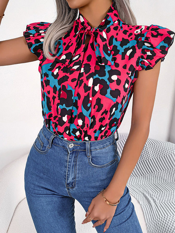 Leopard Print Cap-Sleeve Relaxed Vest