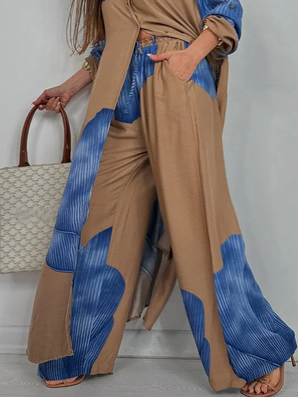 Floral Wide-Leg High-Waist Drawstring Pants