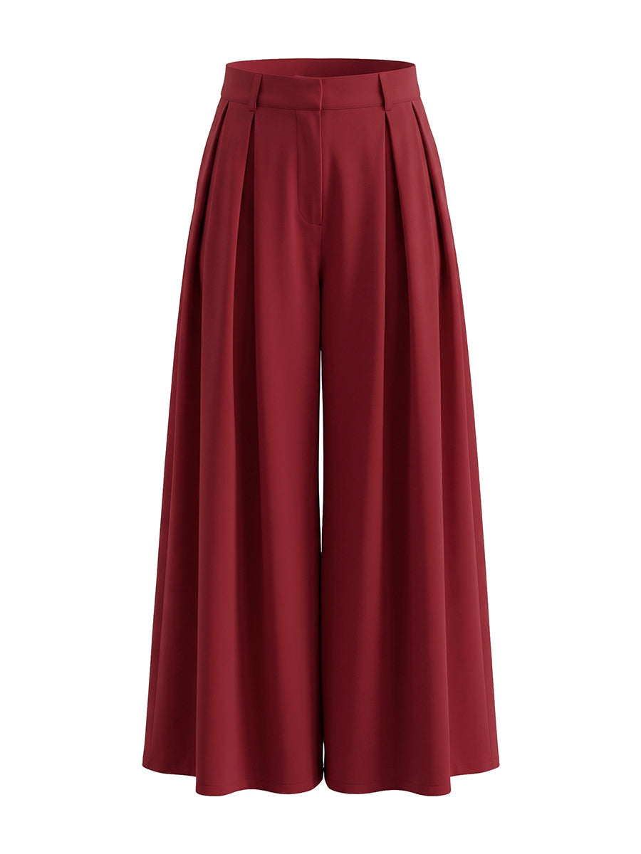 Wide-Leg Pleated Pants