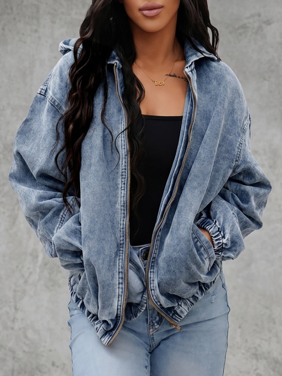 Hooded Zip Pocket Long-Sleeve Jacket